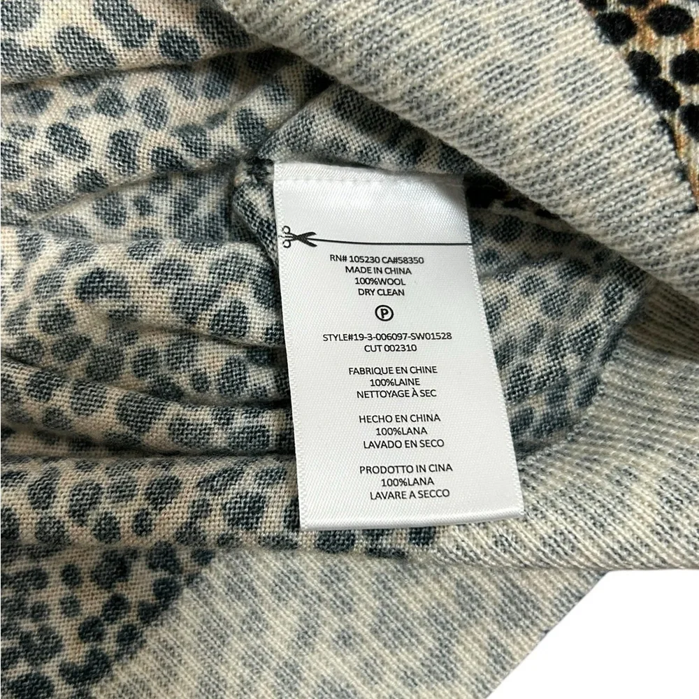 Equipment Femme Sweater Leopard Cheetah Animal Print 100% Wool Women's Size S